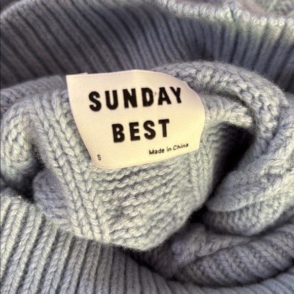 SUNDAY BEST Cropped Turtleneck in Light Powder Blue - Picture 4 of 6